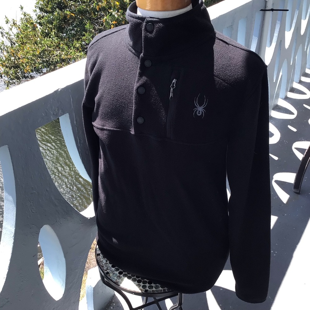 Spyder Black Men's Pullover Fleece with Zip Chest Pocket